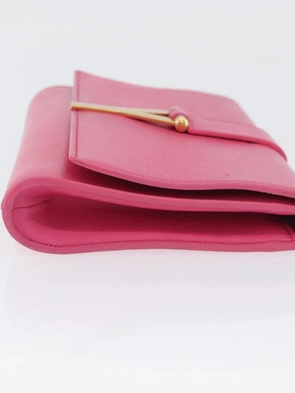 SAINT LAURENT Y Line Clutch Bag Leather Pink Gold 311213 Auth LNZ490A - Picture 8 of 16